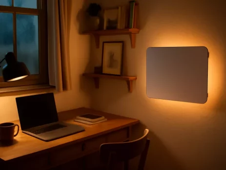 Elektrische kachel in kleine ruimte met zichtbaar comfort en warmte